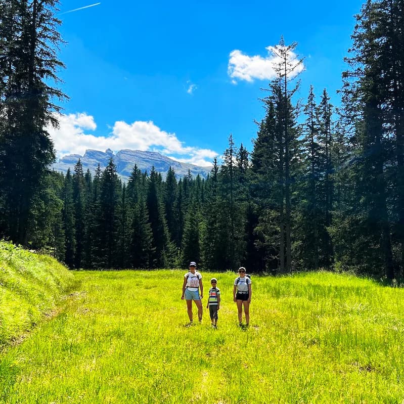 Family behind Mathepotamia exploring nature together